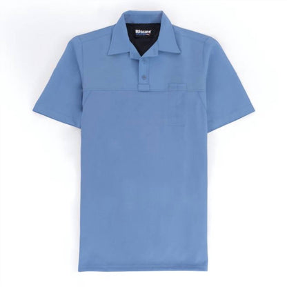 short sleeve polyester armorskin base shirt in medium blue