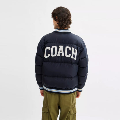 varsity down jacket in recycled polyester
