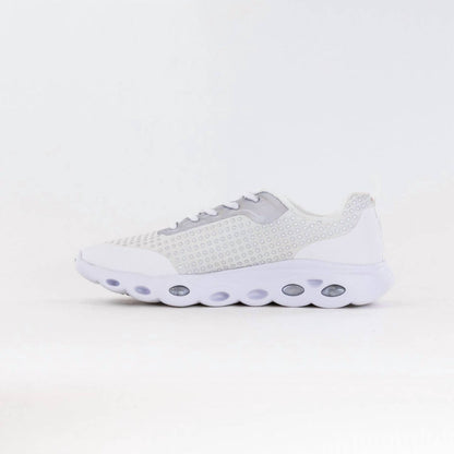 women's montclair memory foam lace up sneaker in white/silver