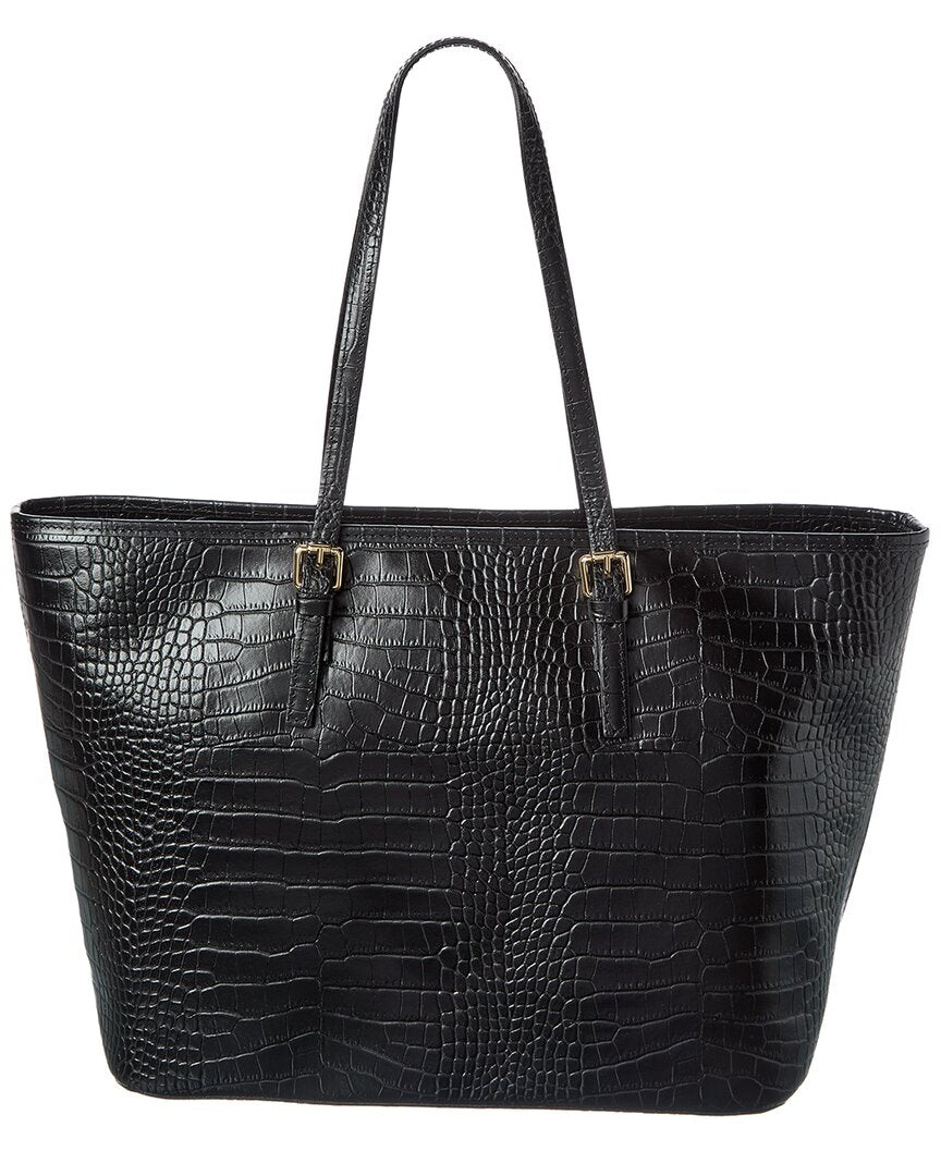 penny croc-embossed leather tote