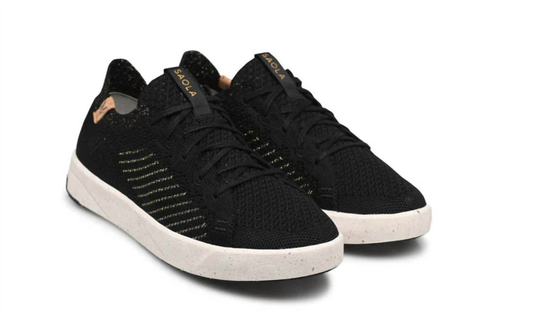 women's cannon knit 3 sneakers in black/gold