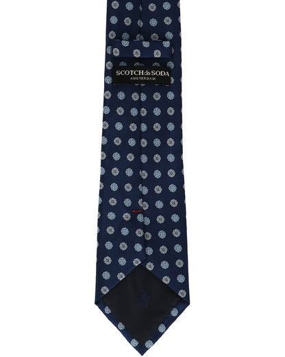 navy flower dot tie