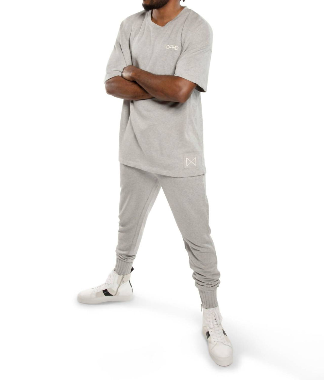 lightweight french terry jogger in light grey heather