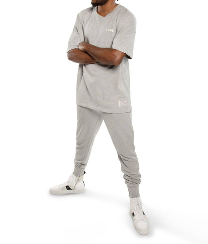 lightweight french terry jogger in light grey heather