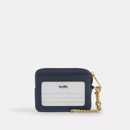 zip card case in signature denim
