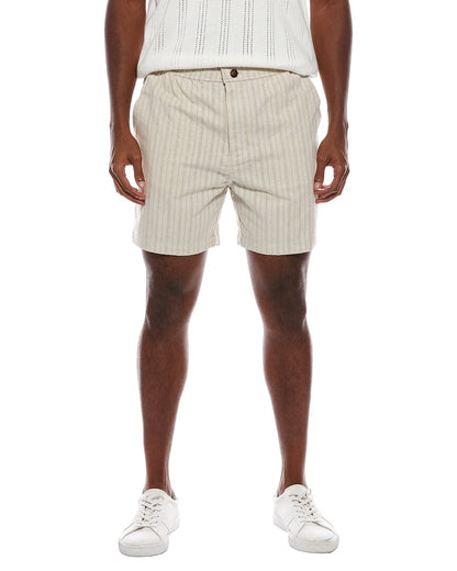 elastic waist easy linen-blend short