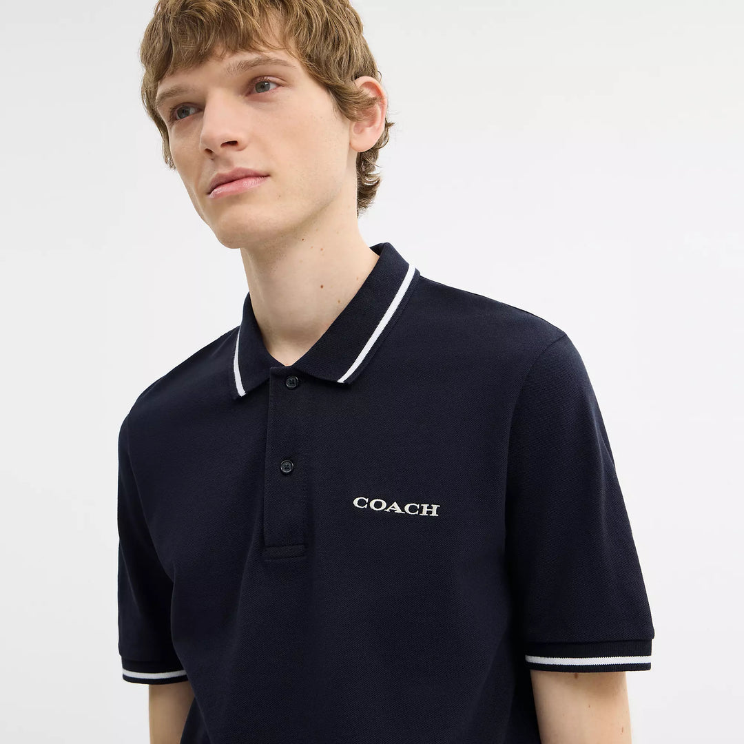 signature trim polo in organic cotton