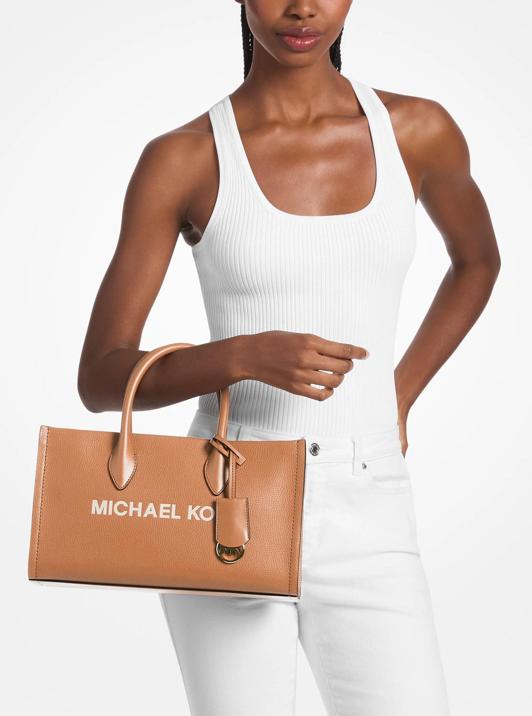mirella medium pebbled leather satchel