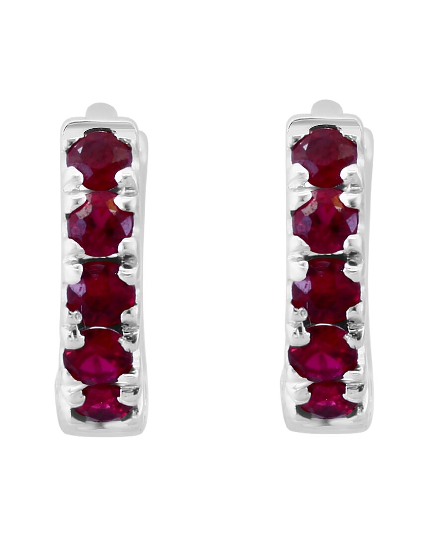 silver 3.45 ct. tw. ruby earrings