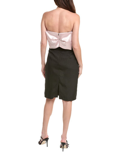 strapless mikado & crepe cocktail dress