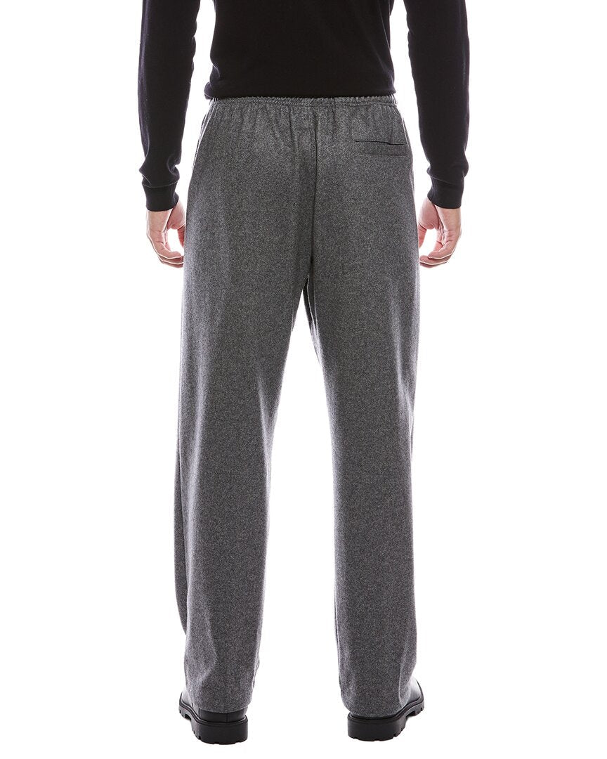 grey cashmere -blend wide leg pintuck pant