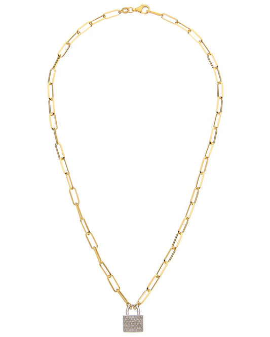 18k over silver 0.25 ct. tw. diamond padlock necklace