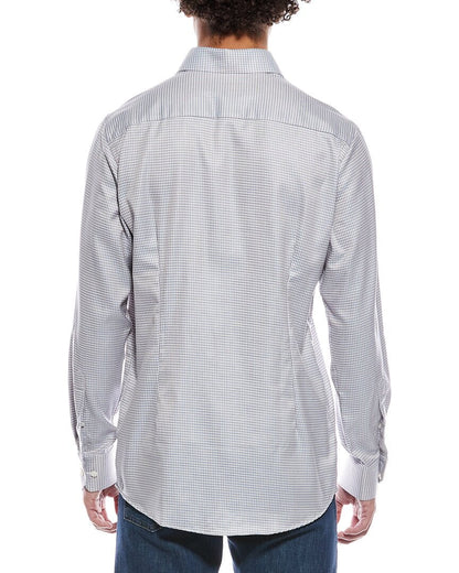 check melange signature twill contemporary fit shirt