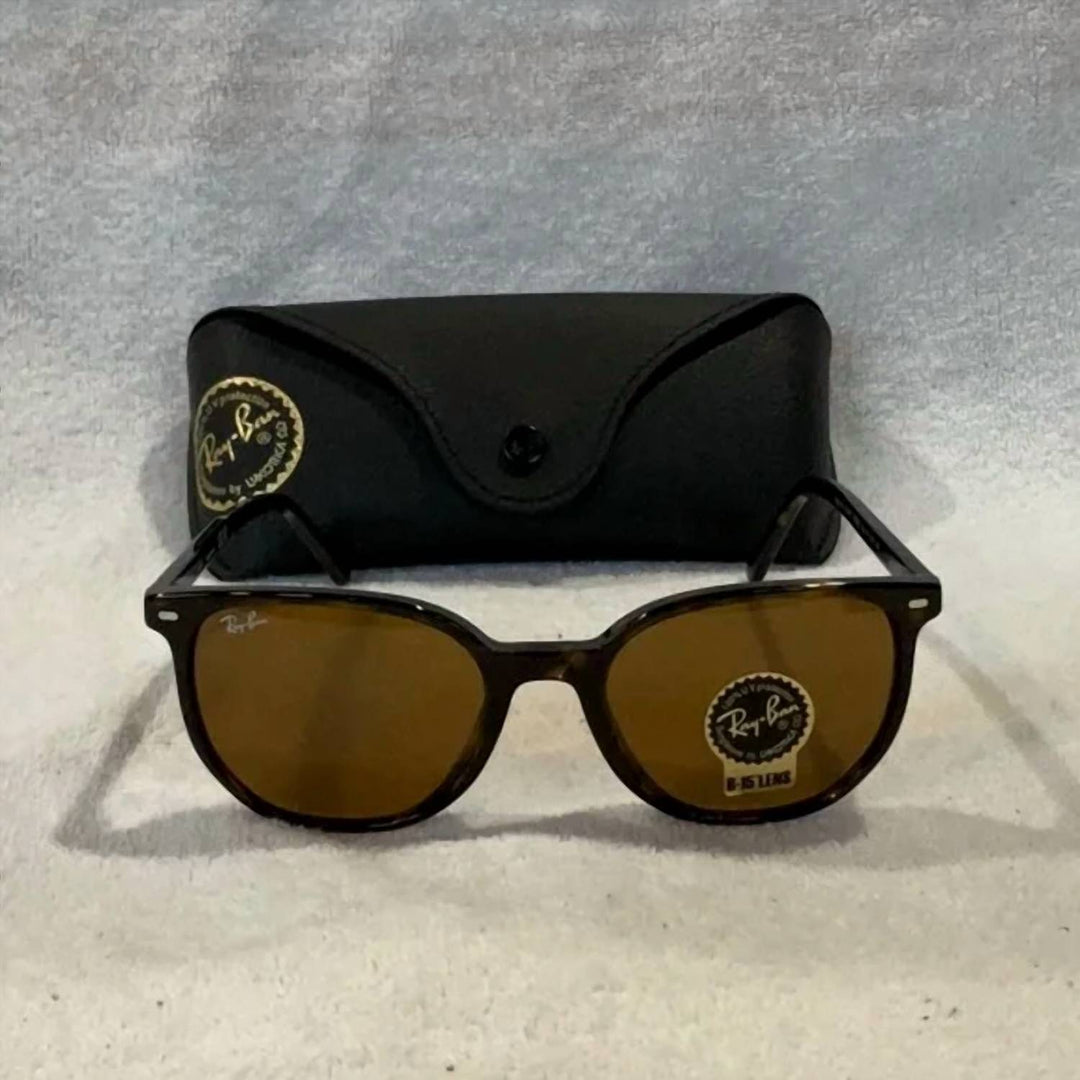 men's sunglasses with case in black, brown