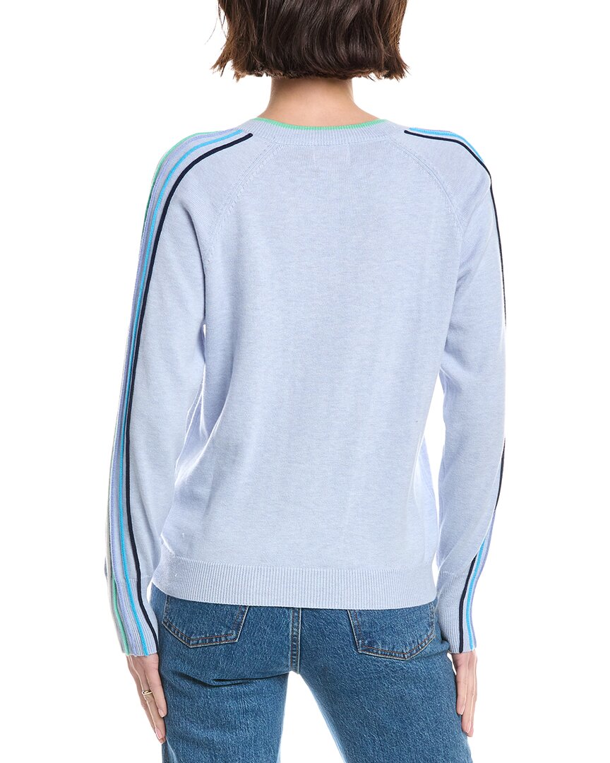 sporty stripe v-neck silk-blend sweater