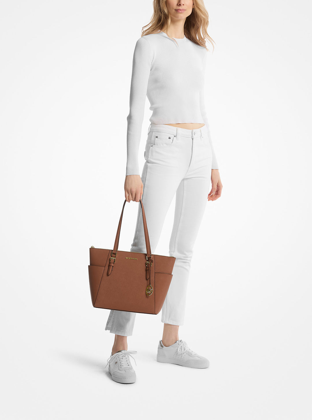 charlotte large saffiano leather top-zip tote bag