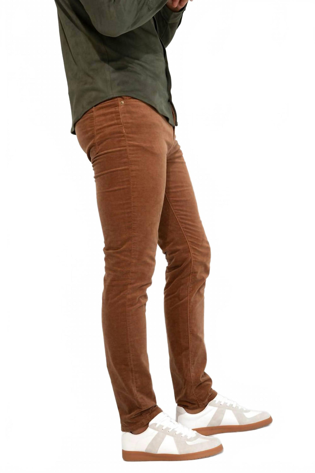 brando velvet slim fit jeans in saddle