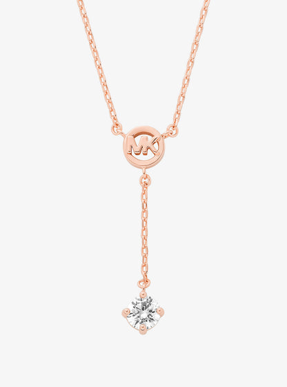 logo charm and cubic zirconia necklace