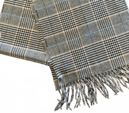 unisex premium cashmere scarf in herringbone plaid