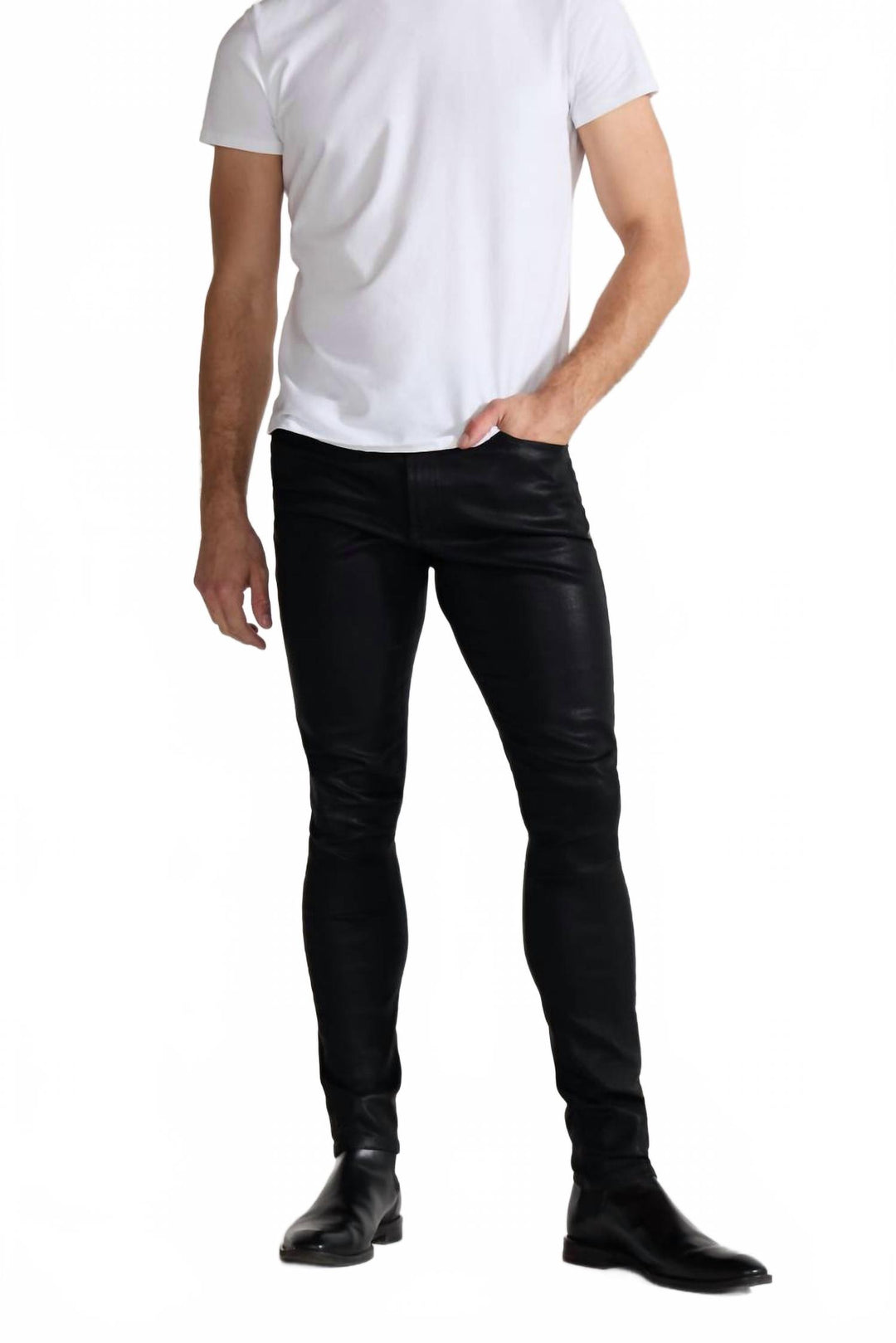 preston coated denim cargo pants in noir
