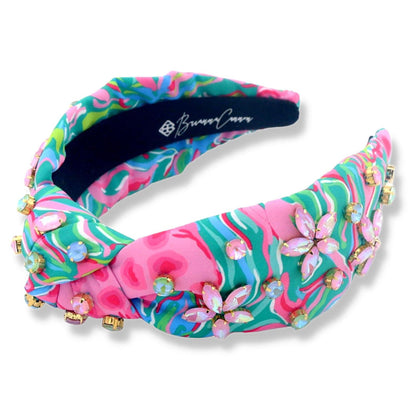 spring floral headband in pink/green