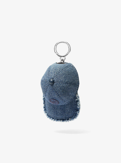 denim baseball hat bag charm