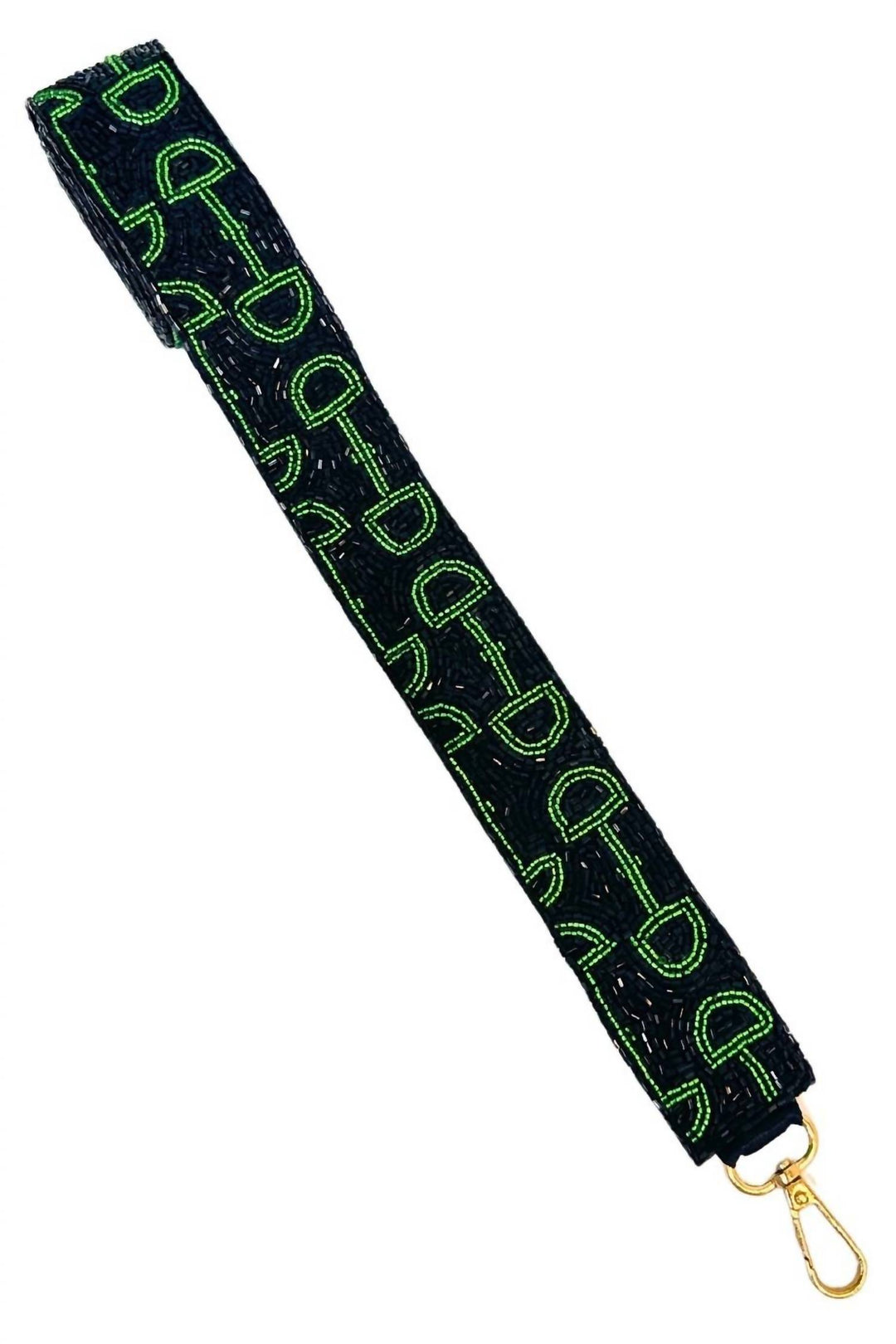 women's horsebit beaded strap in black / green