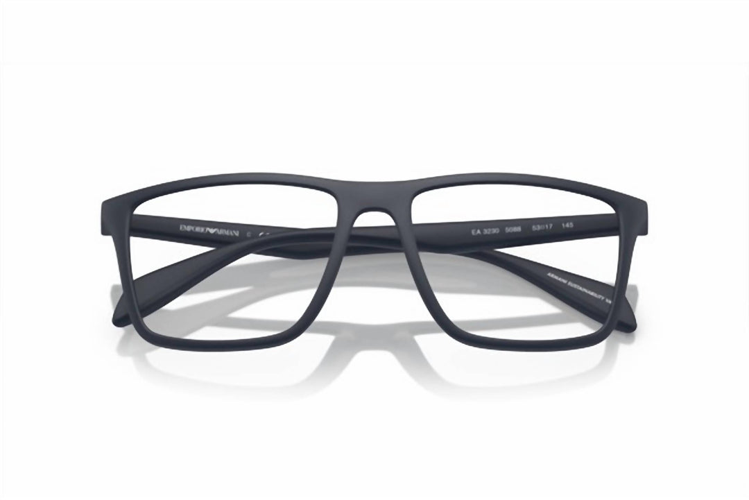 men's rectangle eyeglasses frame in matte blue rubber gray
