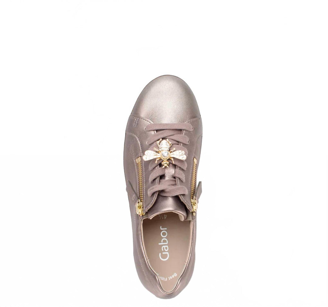 women's metallic bee sneaker in dark rose