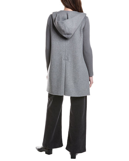 hooded double face wool-blend coat