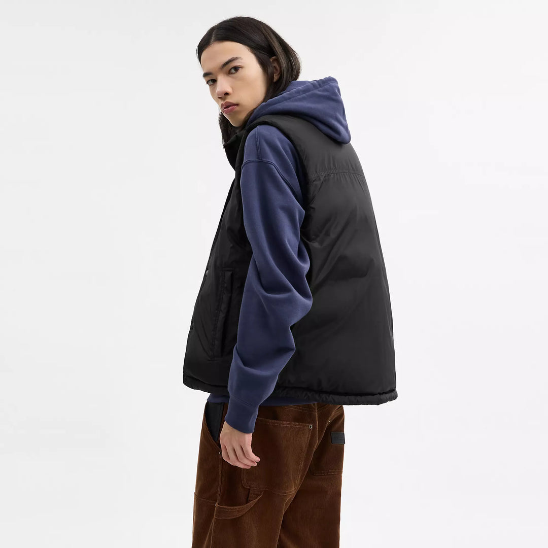 reversible colorblock down vest