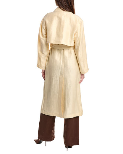 belted a-line silk-blend trench coat