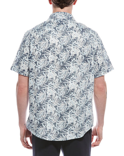 tropical linen-blend shirt