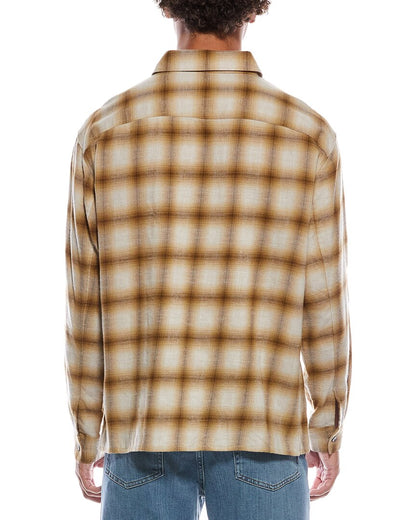 lightweight plaid wool-blend shirt