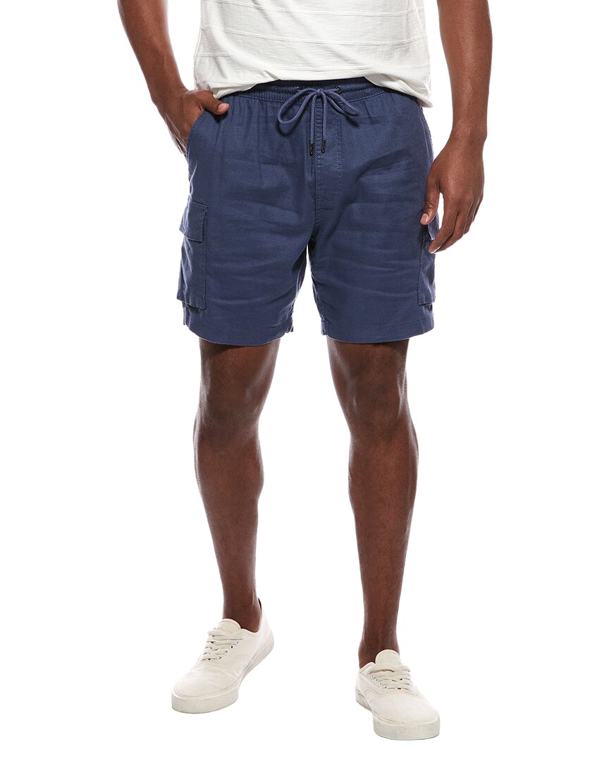 stretch linen-blend cargo short
