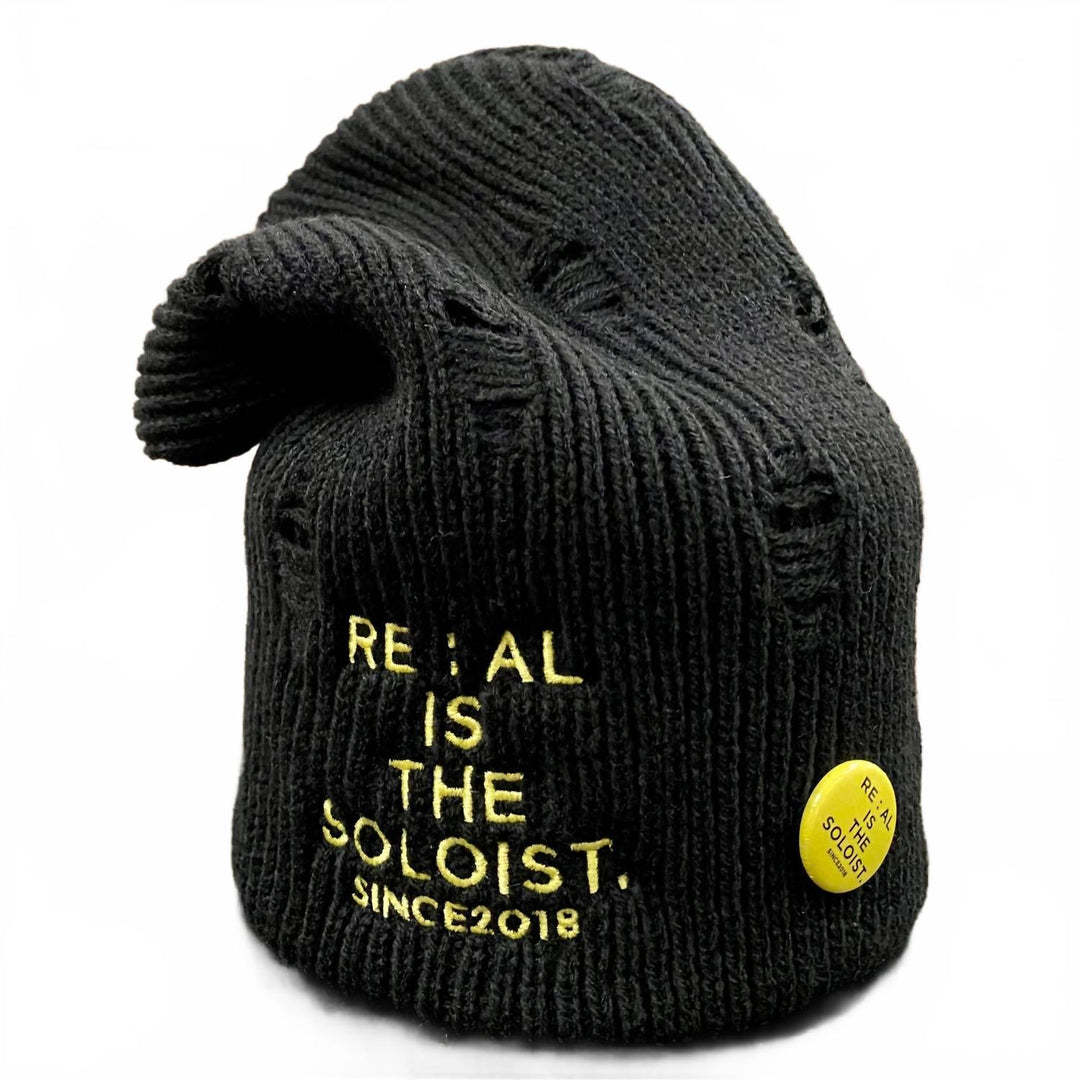 men's straight knit beanie in black