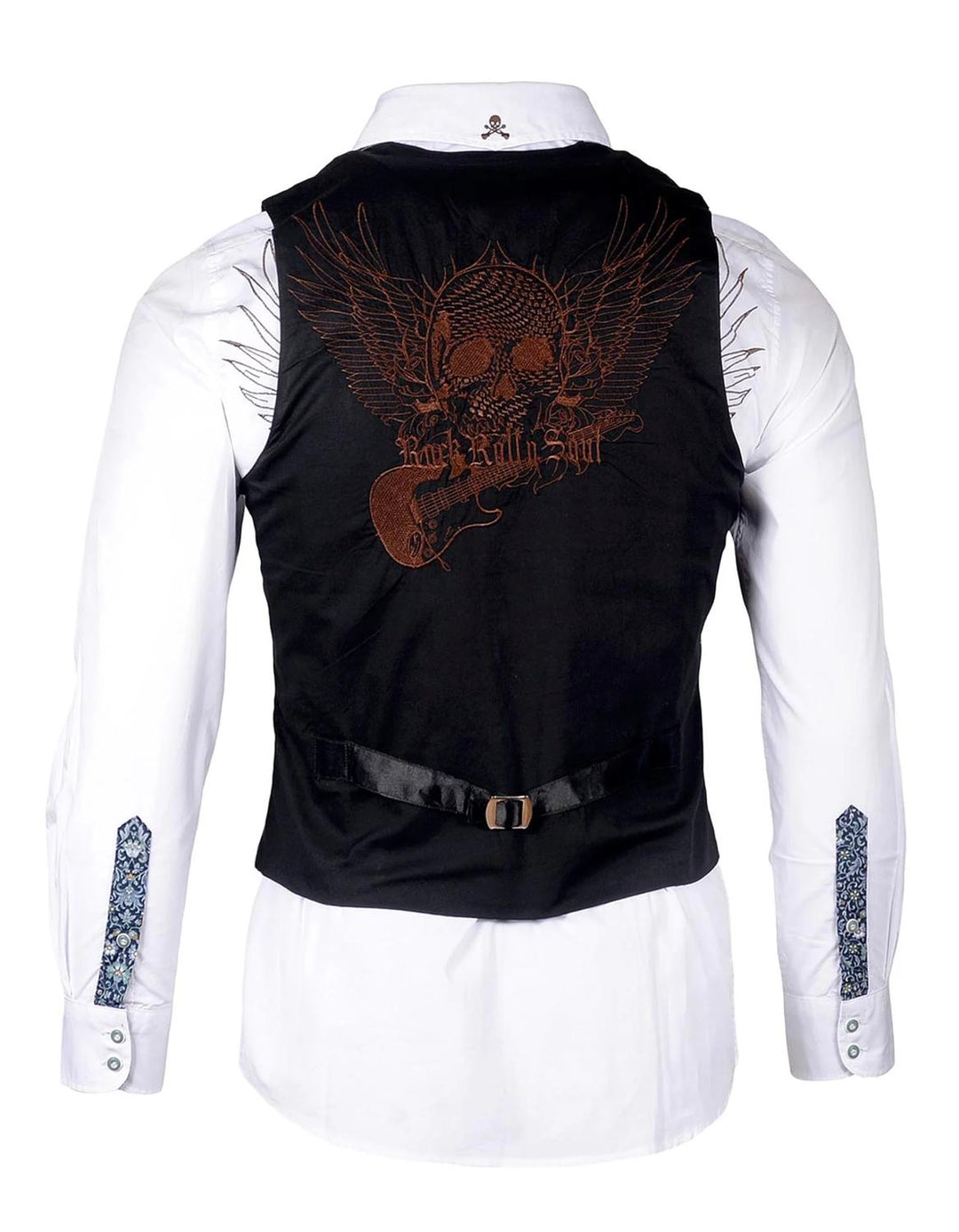 unisex flying skull vest in black