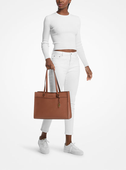 jet set travel large saffiano leather pocket tote bag