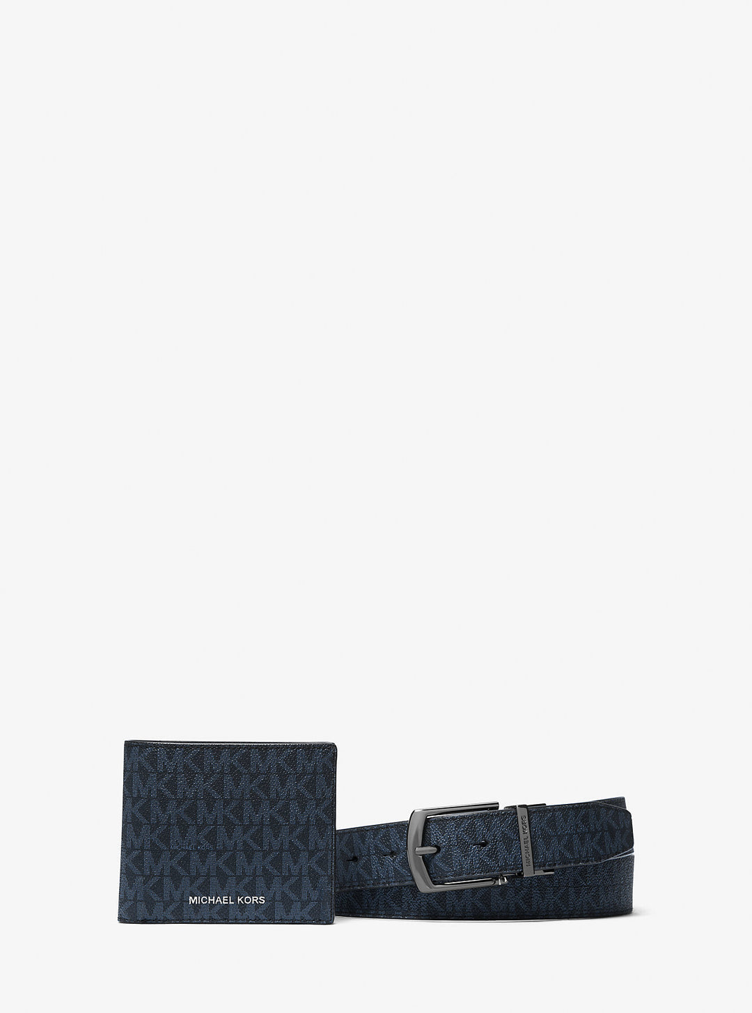 signature logo billfold wallet and belt gift set