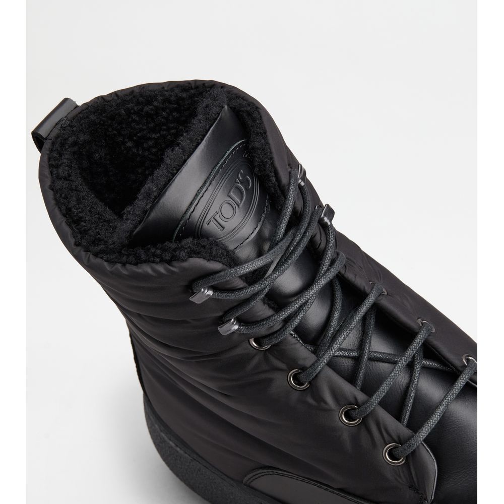 w. g. lace-up ankle boots in leather and fabric