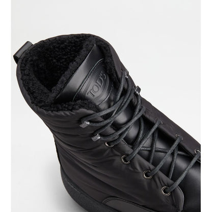 w. g. lace-up ankle boots in leather and fabric