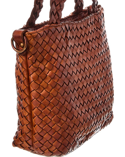 marie hand woven leather tote