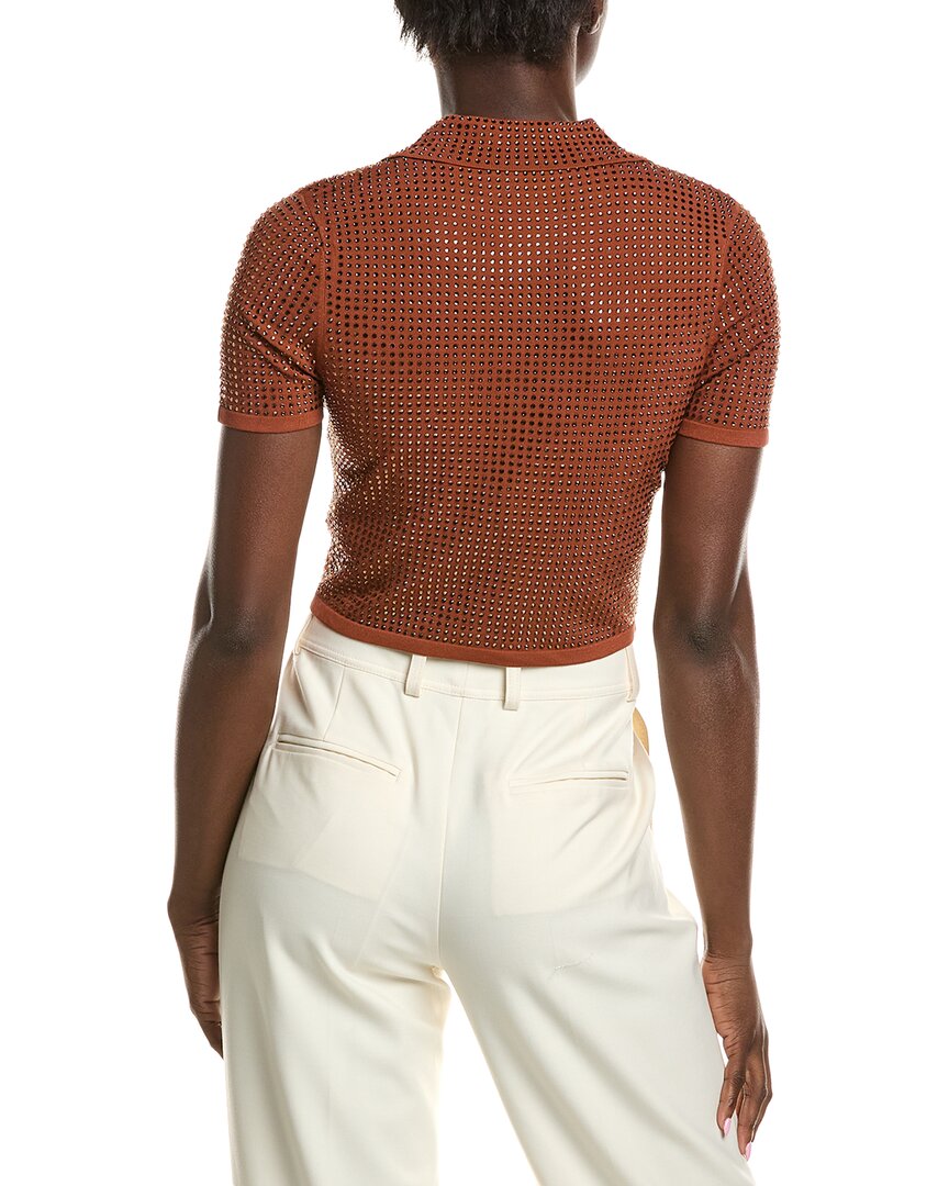 rhinestone crop polo shirt