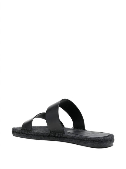 men's kim leather slip on sandal in negro