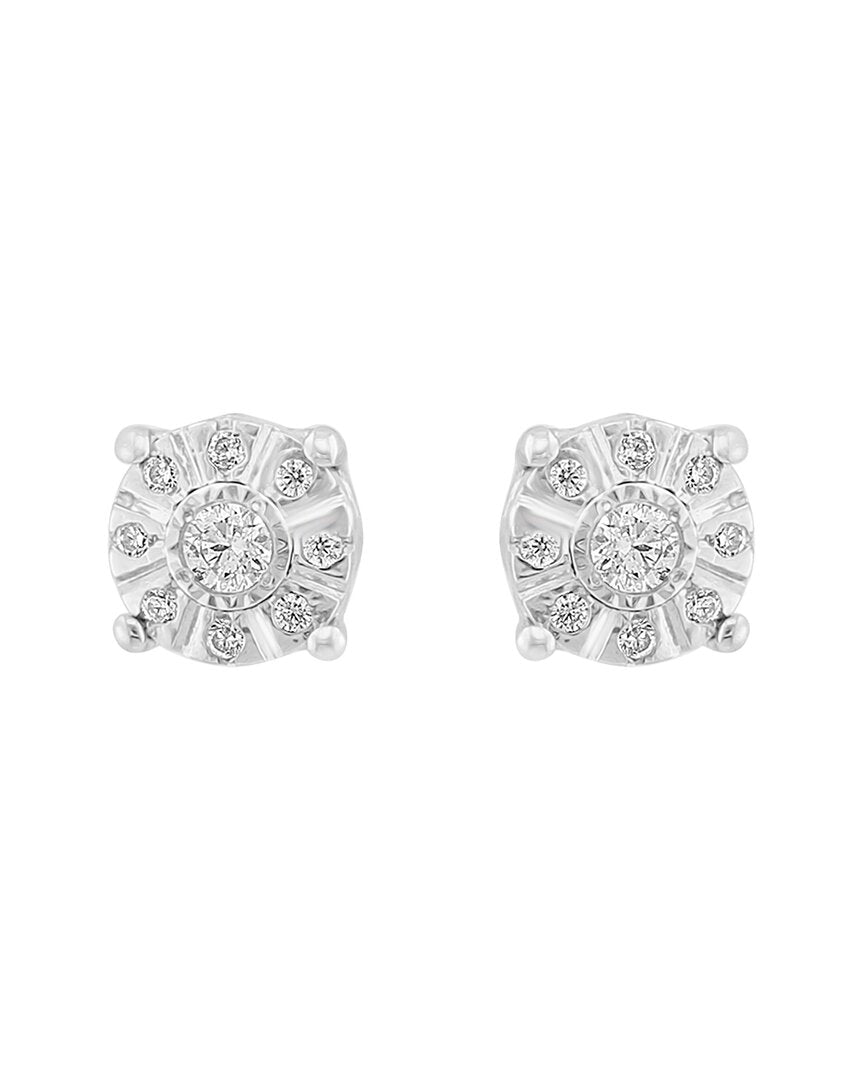 silver 0.09 ct. tw. diamond earrings