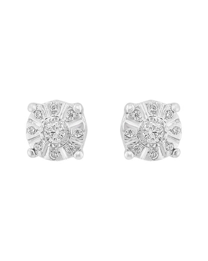silver 0.09 ct. tw. diamond earrings