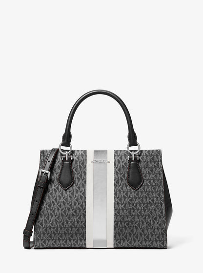 marilyn medium signature logo stripe satchel