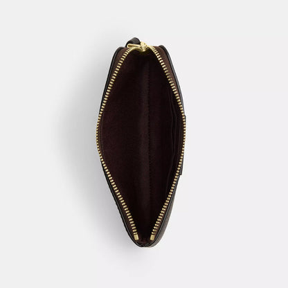 corner zip wristlet in signature canvas with stripe