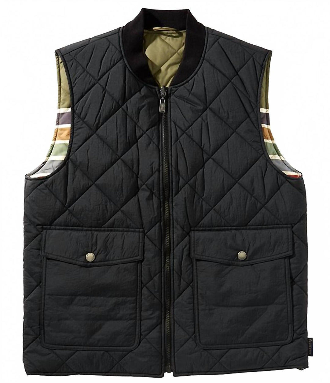 men's wildwood reversible vest in black outdoor stripe