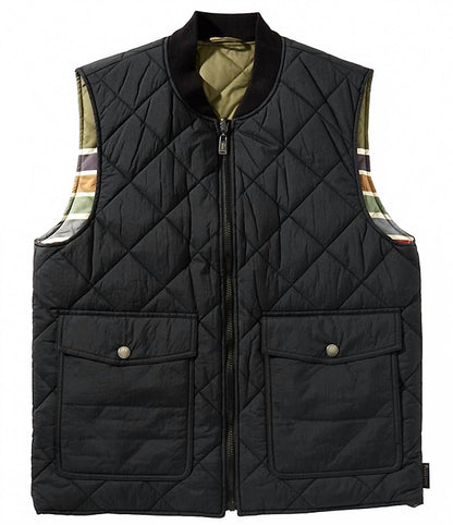 men's wildwood reversible vest in black outdoor stripe